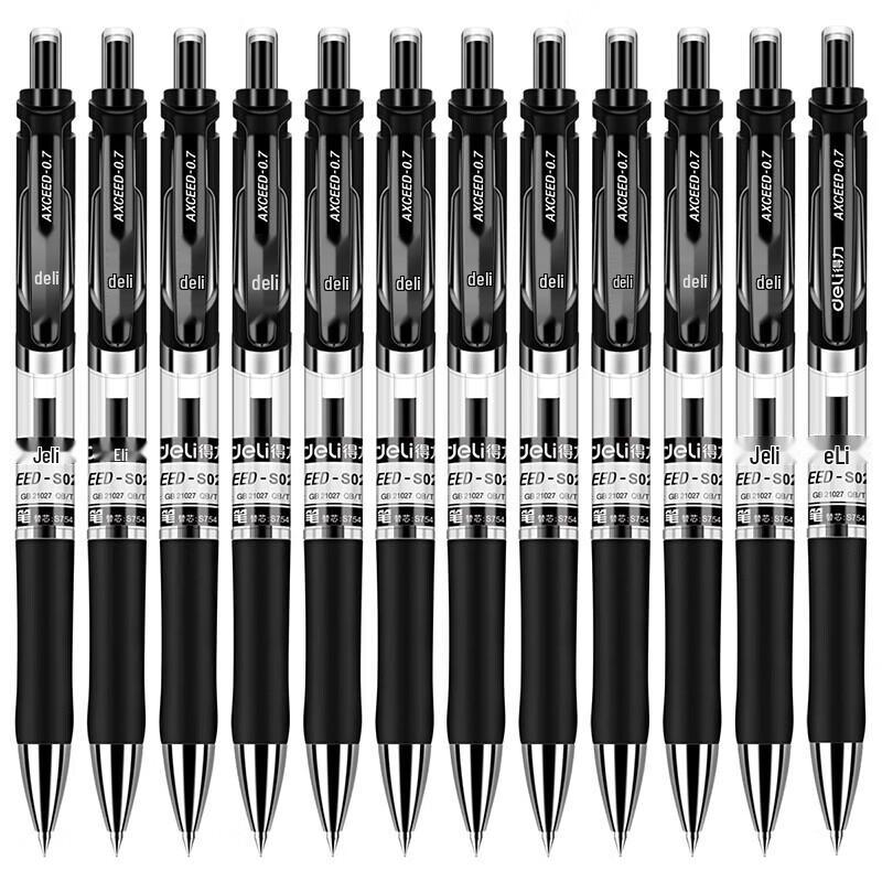 Deli S02 Ret retractable Gel Pens, 0.7mm Black Ink