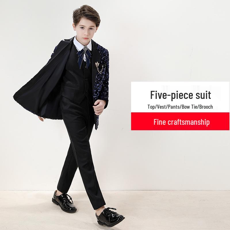 Smoching frumos pentru băieți: Set Costum cu Paiete pentru Spectacole și Podiumuri