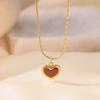 Red heart-shaped titanium steel necklace, small red heart pendant, sweet, peach heart collarbone chain, earrings, bracelet