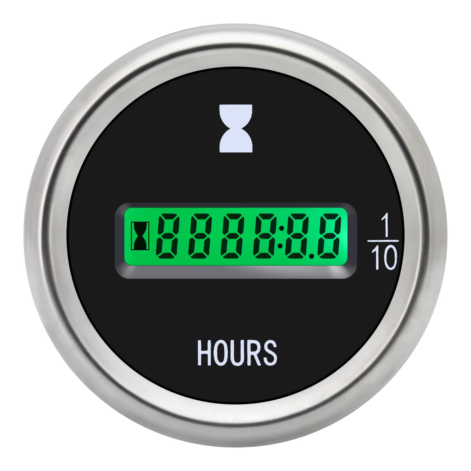 52mm Hour Meter Gauge LED Digital Car Timer Gauge Digital Hour Meter 12V/24V for Car Truck Marine Boat Hours Gauge