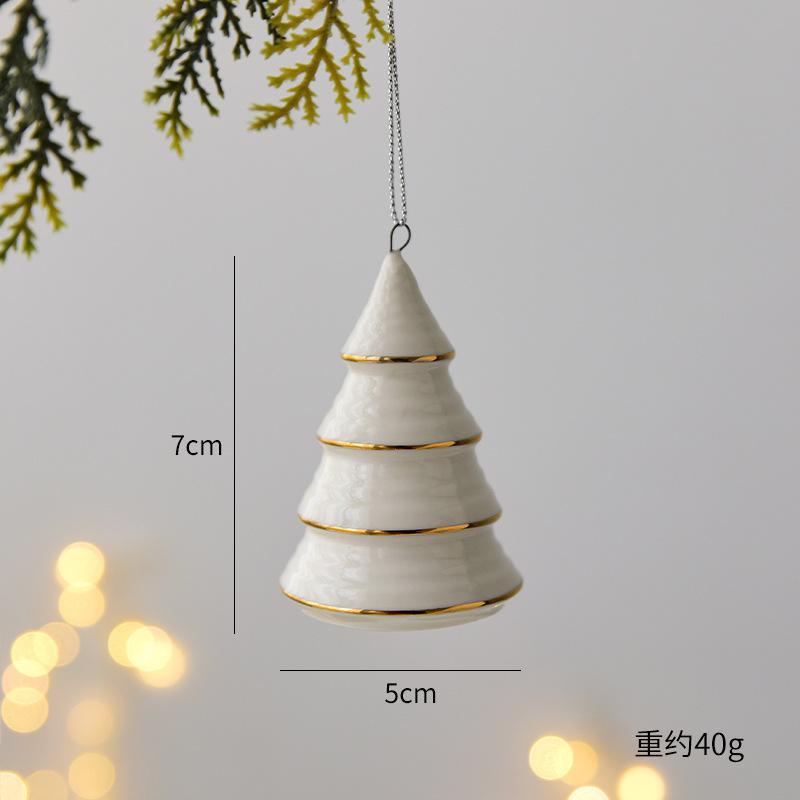 Mini Ceramic Four Tier Puff Christmas Tree Decoration Hanging for Christmas Halloween Thanksgiving Christmas Gift