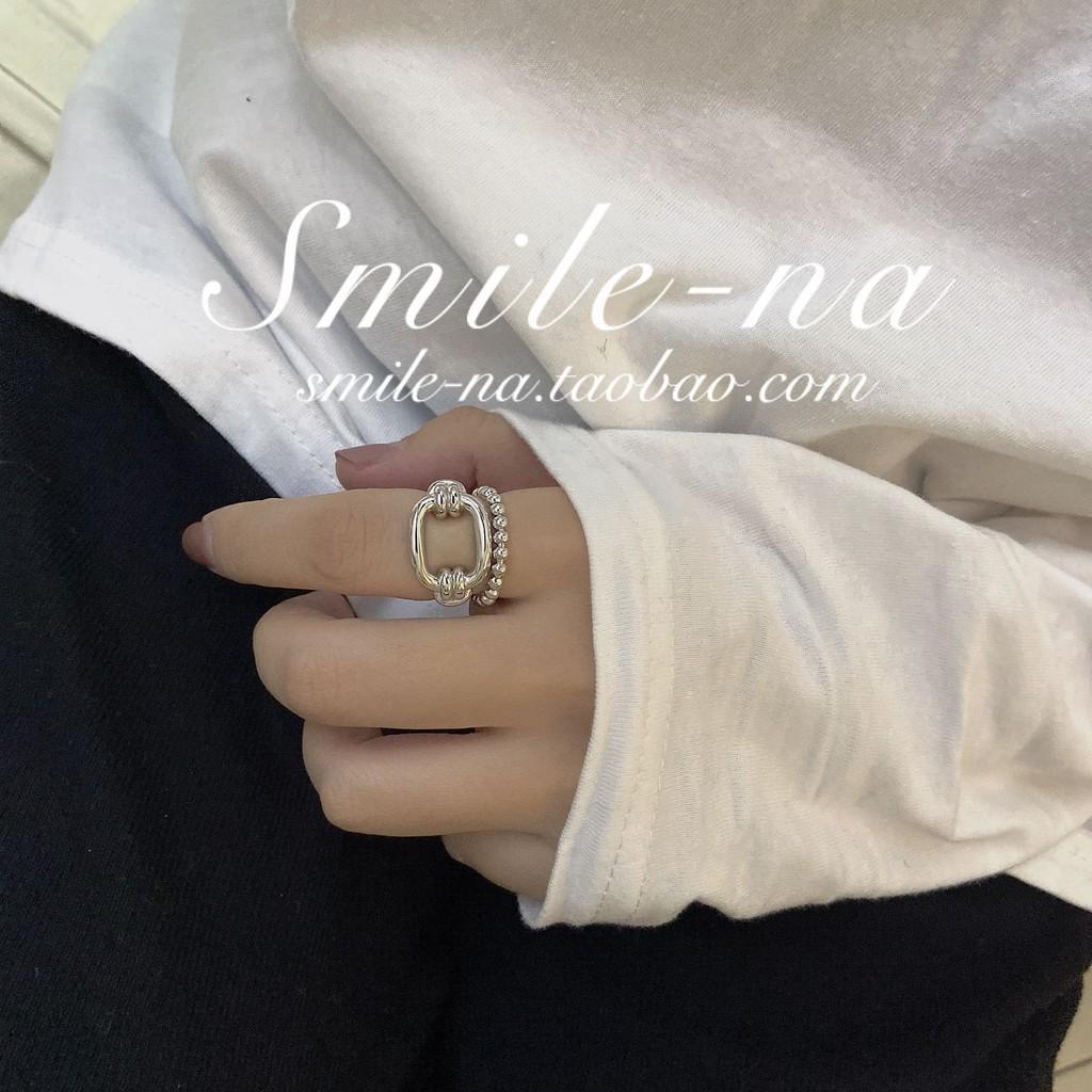 Eleganter Koreanischer Design 925er Sterlingsilber Minimalistischer Geometrischer Offener Ring Für Damen