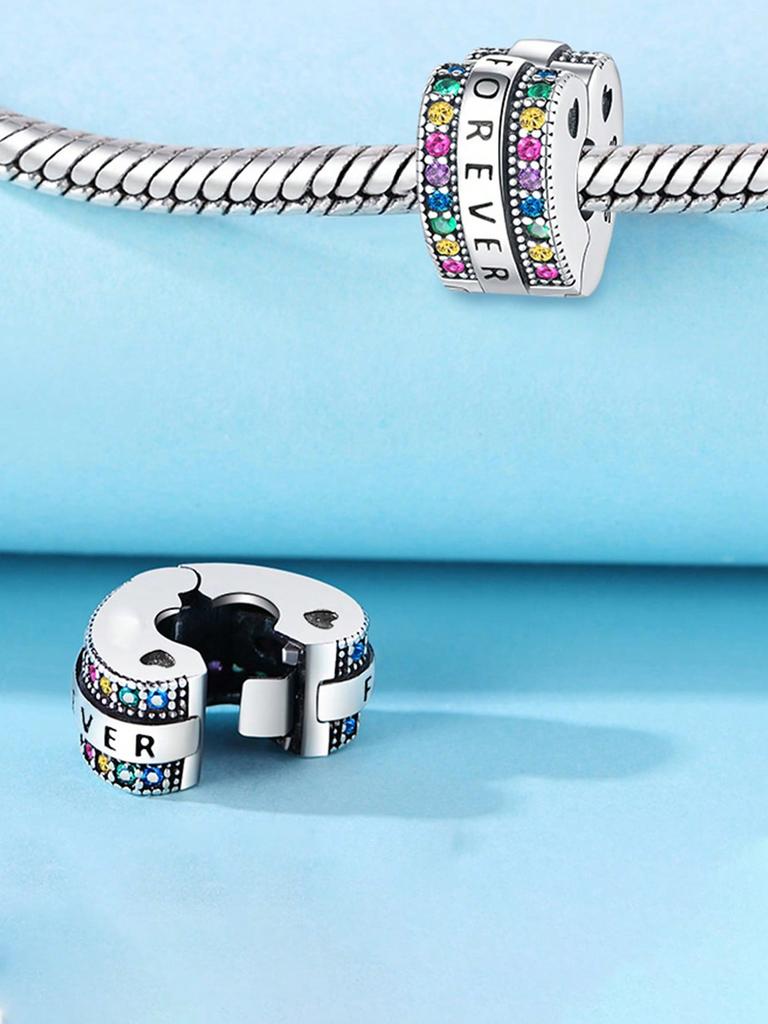 Colored Diamond Clips And Spacers Beads Charm Copper Plated Fit Charms Copperoriginal Bracelet For Jewelry Making Diy Charm
