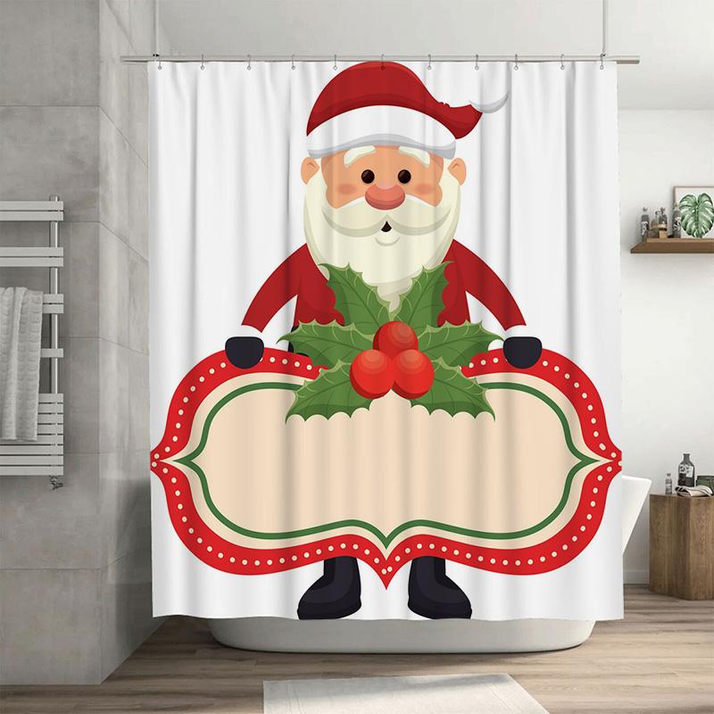 

Tu Christmas Shower Curtain Festive Holiday Bathroom Decor Farmhouse Style Waterproof Fabric Shower Liner Modern Design Home Dec W60H190(CM)-1 Pcs