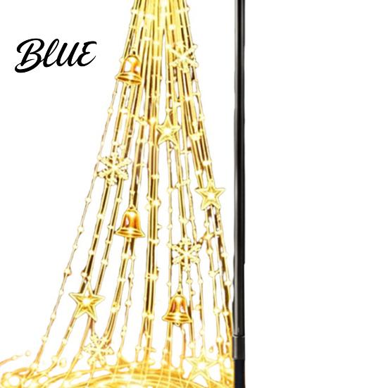 Warm White Hanging String Lights Solar Powered Christmas Garden Light Outdoor Metal Stake Holiday Landscape Path Decorations Star Snowflake Waterfall