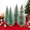 Mini Christmas Trees Snow Frost Flocked Bottle Brush Tree with Wooden Base Small Artificial Xmas Tree for Winter Holiday Tabletop Decor