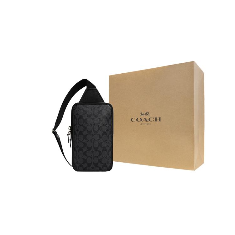 New COACH Sullivan Refined Pebbled Leather With Canvas Shoulder Bag Crossbody Bag Small Size Men's Charcoal Black C9867-QBMI5