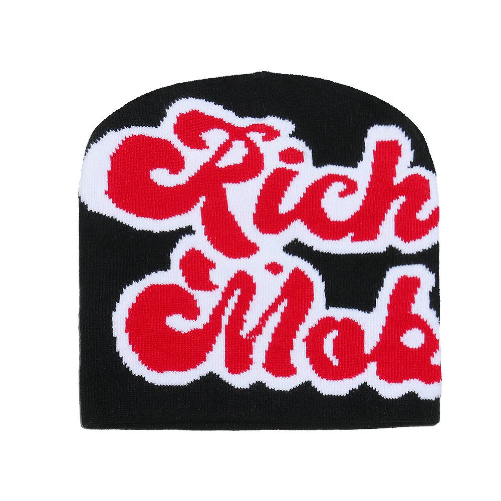 Temu Autumn and Winter New Knitted Pullover Hat Multi-color Letter Cold Hat Men's and Women's Wool Knitted Hat