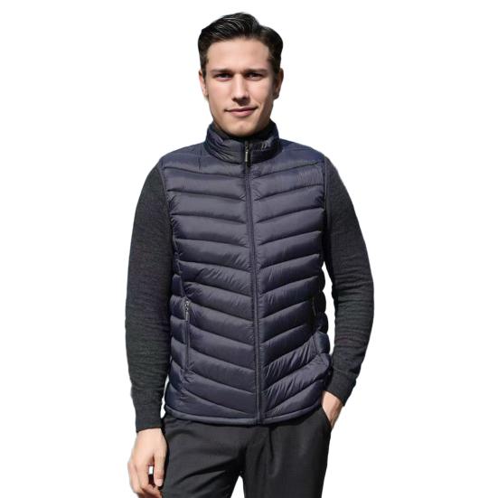 

Мужской жилет, жилет, стойка воротник, без рукавов, застежка-молния, ветрозащитный жилет с карманами, однотонная зимняя теплая куртка 3XL синий