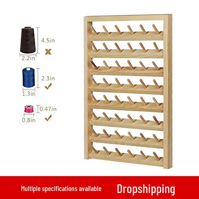 Foldable Wooden Thread & Yarn Rack - Spool & Bobbin Storage, Wig Stand