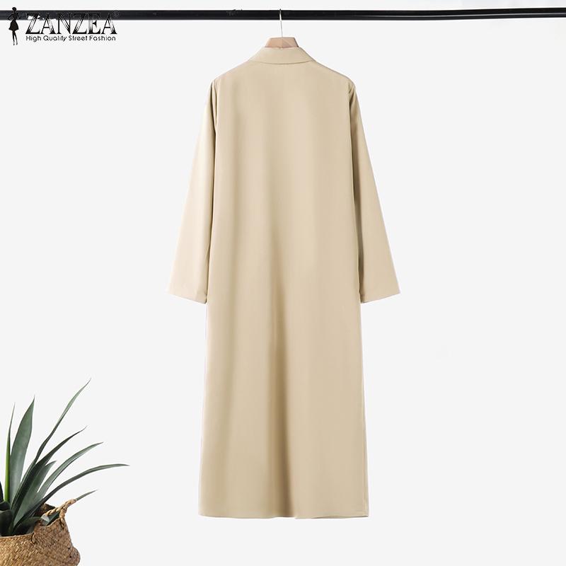 ZANZEA Women Casual Turn Down Collar Loose Three Quarter Sleeve Shirt Dress
