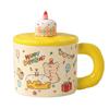 Cute Birthday Puppy Mug with Lid High Value Water Cup Ceramic Cup for Girls Birthday Gift Souvenir