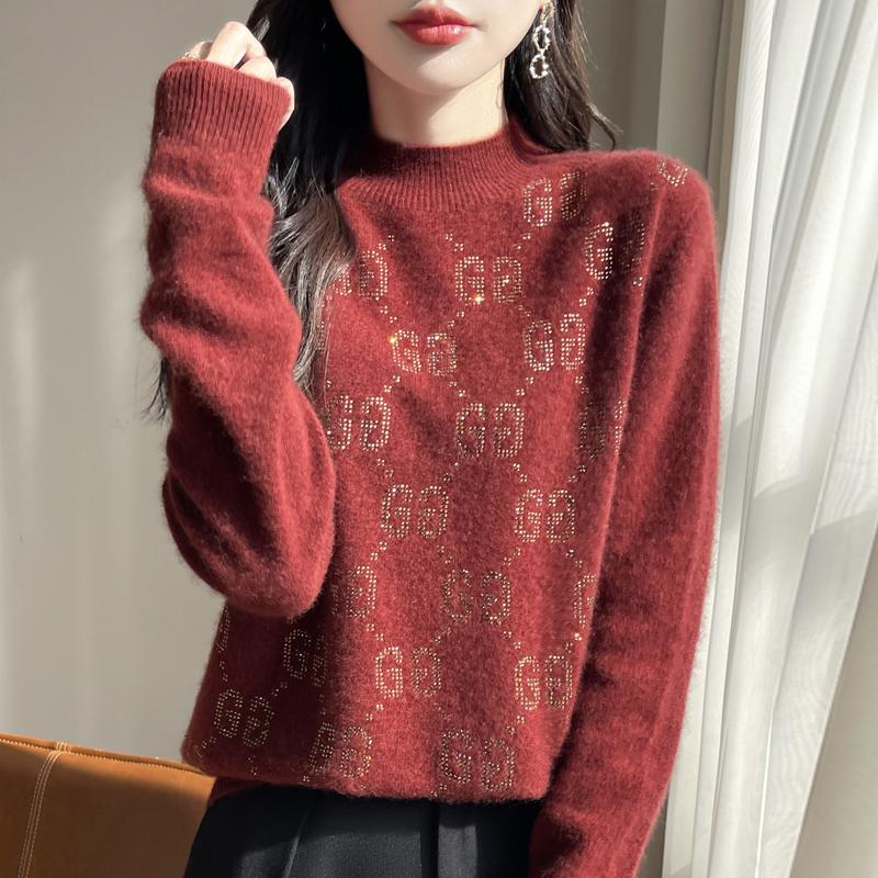 Damen Kaschmirpullover Qinghe Kaschmir 30% Kaschmir 70% Wolle Herbst- und Winterpullover warm und modisch