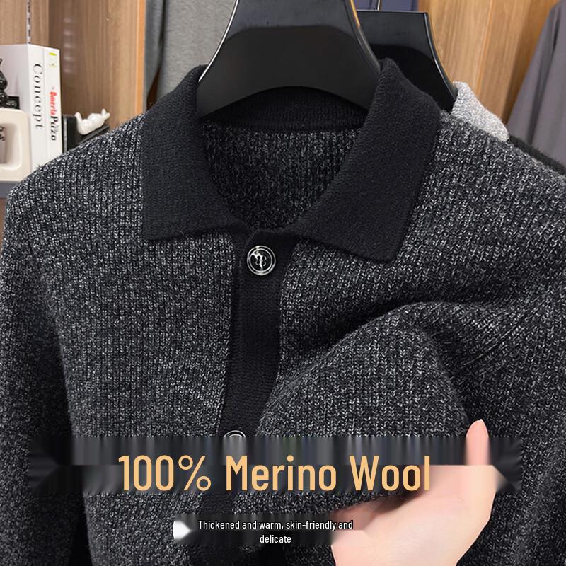 

JOW Men s Color-Block 100% Merino Wool Thick Knit Cardigan 2XL / 54