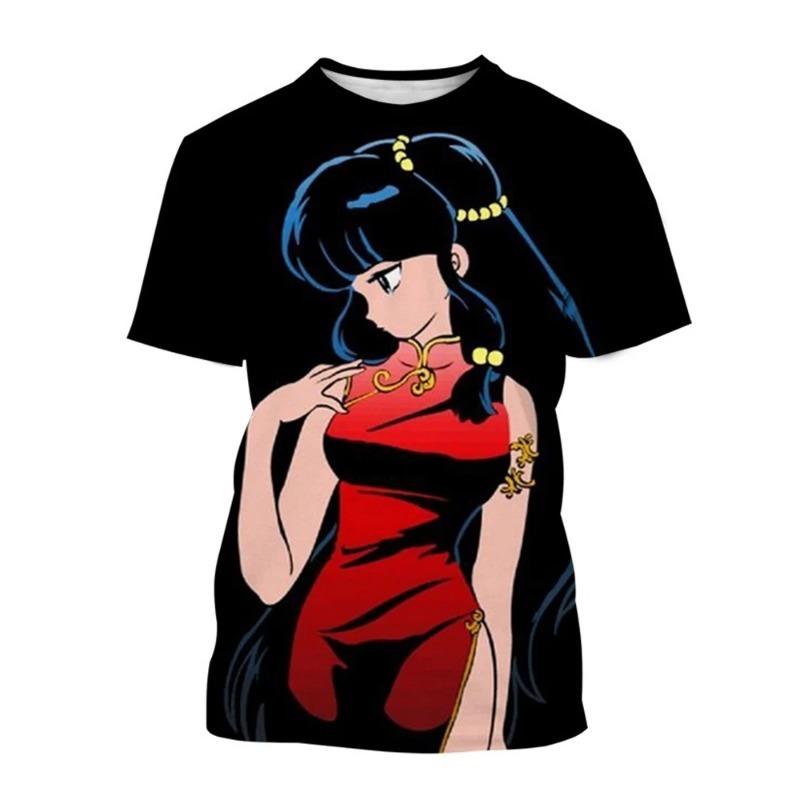 Japanese Anime Ranma Anime Character Casual Cute Unisex 3D Printed Character Short Sleeve T-shirt