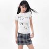 American Retro White Front Shoulder Short-sleeved T-shirt Women's Summer Design Sense Slim and Thin Short Spice Girl Top Women's Trend