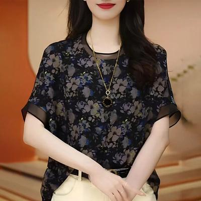 Floral Short-sleeved Women's Outfit In Summer Style Middle-aged Mother Fashionable Shirt Casual and Versatile Loose Top