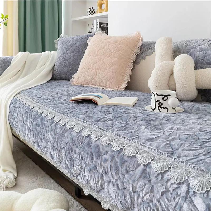 Winter Plush Thickened Rose Velvet Sofa Cushion Seat Cushion Warm And Non-Slip Simple Modern Sofa Cover Cover Cloth Towel