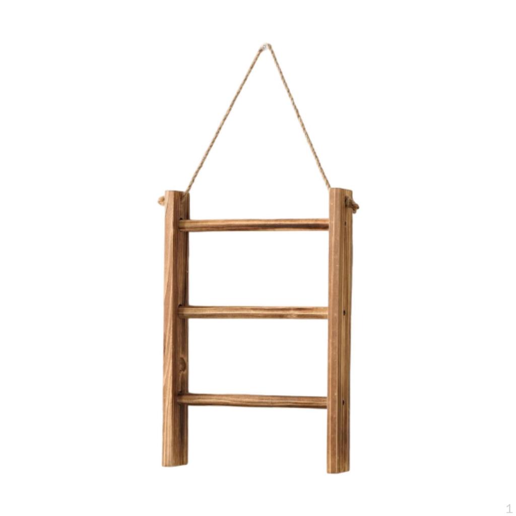 Decorative Rustic Wooden Towel Rack, 3 Tier Wall Mounted Ladder Holder for Hotel, Kitchen,