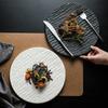 Creative Western Tableware Ceramic Round Steak Pasta Plate Kitchen Utensils Fine Cooking Dishes Black Stone Grain Flat Plate
