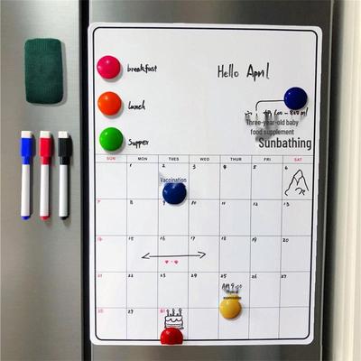 Erasable Magnetic Calendar & Whiteboard Sticker Set for Fridge – Customizable Planner & Message Board