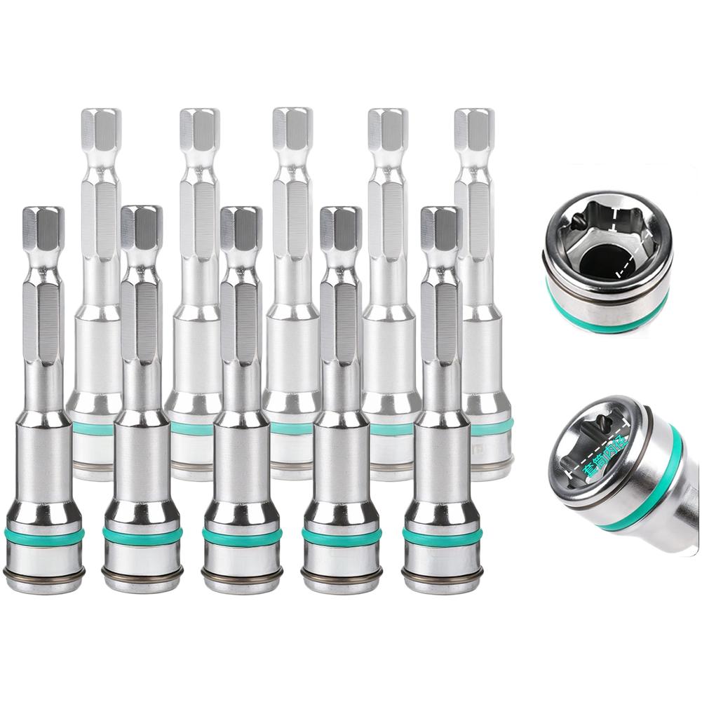 Green Alloy Steel Non Magnetic Socket Wrench Bit For Self Tapping Screws With 6.35mm Hex Shank Drill Driver Tool
