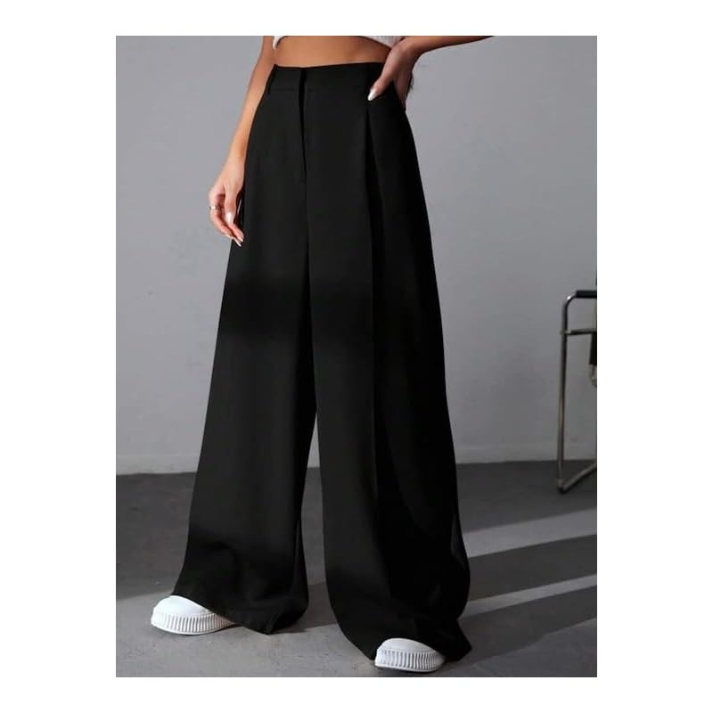 GRECIILOOKS Wide-Leg Fit Trouser for Women (Gl-Tr946-Small-Black) 32