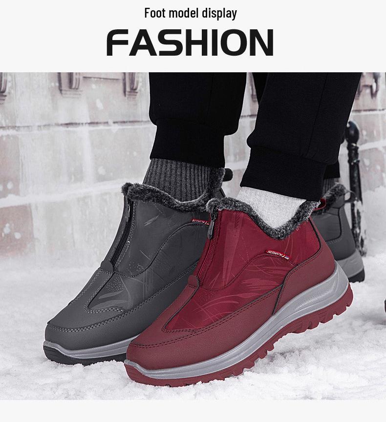 Women's Thickened Warm Cotton Snow Boots for Wide Feet - High-Top, Waterproof, Non-Slip Sole, Ideal for Middle-Aged and Elderly.