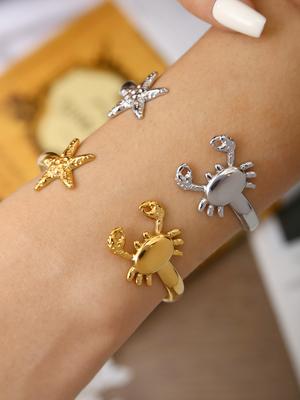 Summer Beach Series Personalized Cute Fashion Simple Stainless Steel 18K Gold-Plated Crab, Starfish Bracelet Female