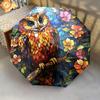 1 PC Automatic Folding Umbrella - Owls and Flowers Pattern, Portable & Foldable Design with 8 Ribs, Christmas Birthday Gifts