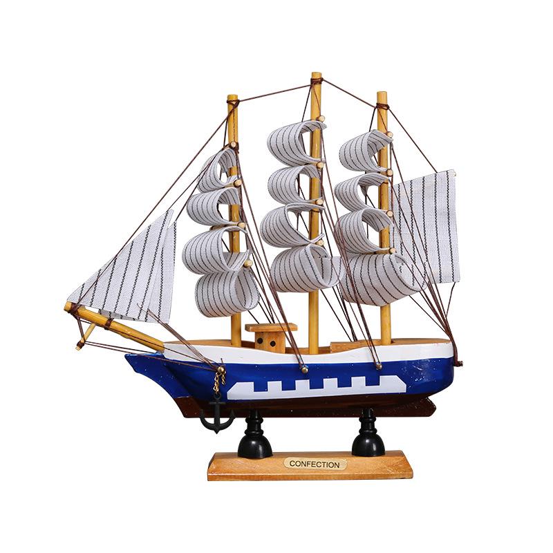 Wooden Pirate Ship Model: Small Boat Ornament for Office or Room Decoration