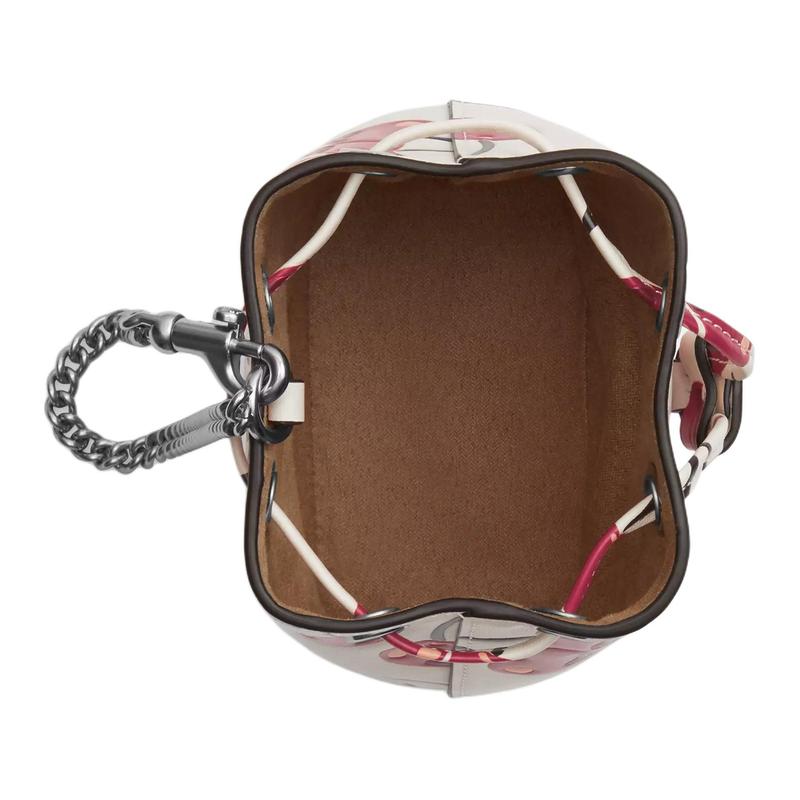 Coach 12 Chain Shoulder Strap Cherry Print Cow Leather Handbag Women's White