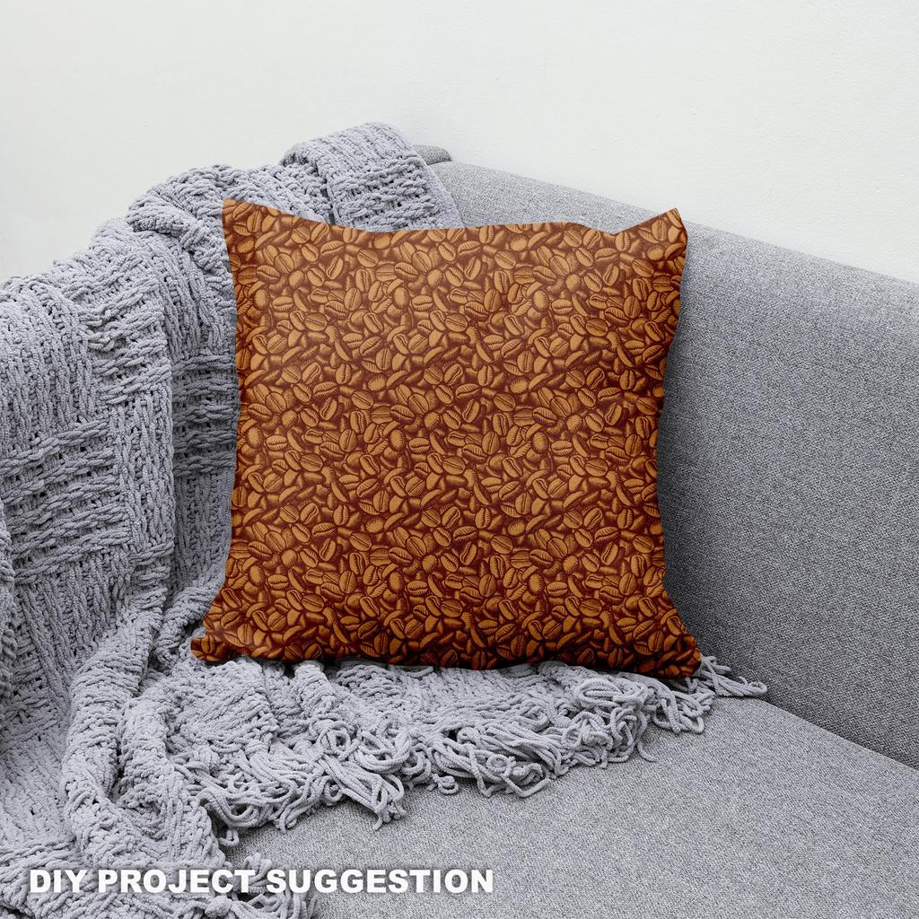 Royal Samt Stoff Polyester Zum Nähen - Motiv Kaffeebohnen
