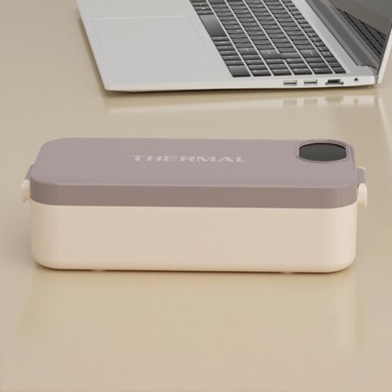 Heated Lunch Box 900ml Capacity 2-in-1 Stainless Steel Electric Warming Box Non-Stick Coating Portable Meal Container for Office Car Travel