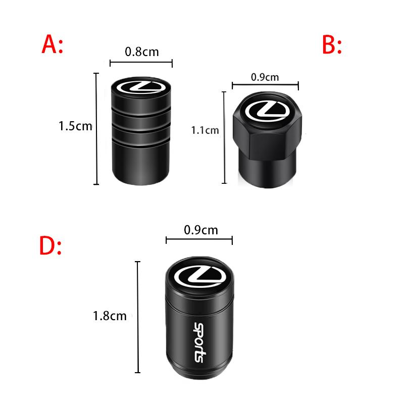 4Pcs 3D Styling Car Wheel Tire Valve Caps Stem Cap Accessories For Lexus IS300h NX300h IS350 IS200 NX300 IS250 LX470 RX350 LX570