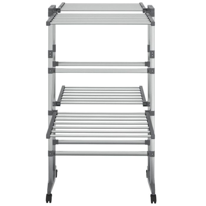 Étagère à linge à 2 niveaux avec roues Argenté 60x70x106 cm