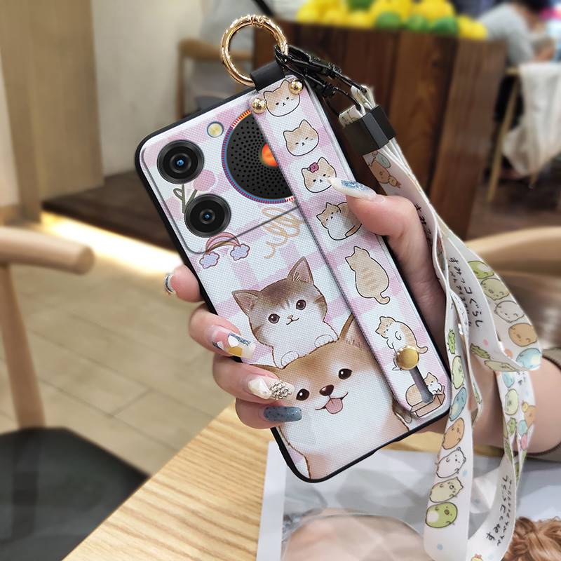 Phone Holder Anti-knock Phone Case For ZTE Nubia Music Lanyard Ring Waterproof Shockproof Kickstand Wrist Strap Cartoon