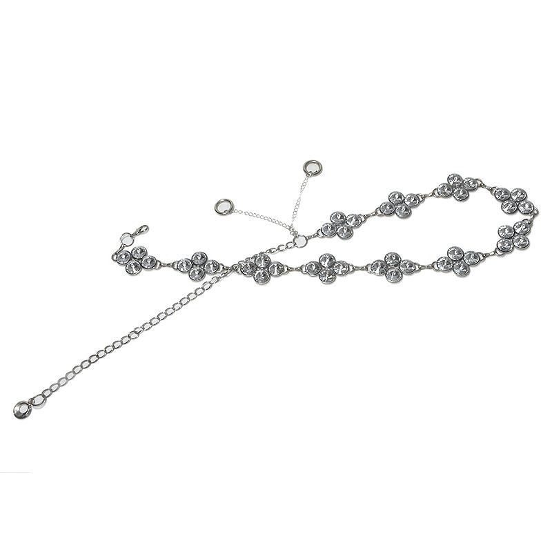 Meier Punk style rhinestone waist chain - women s versatile crystal belt - metal pant chain 100cm серебряный