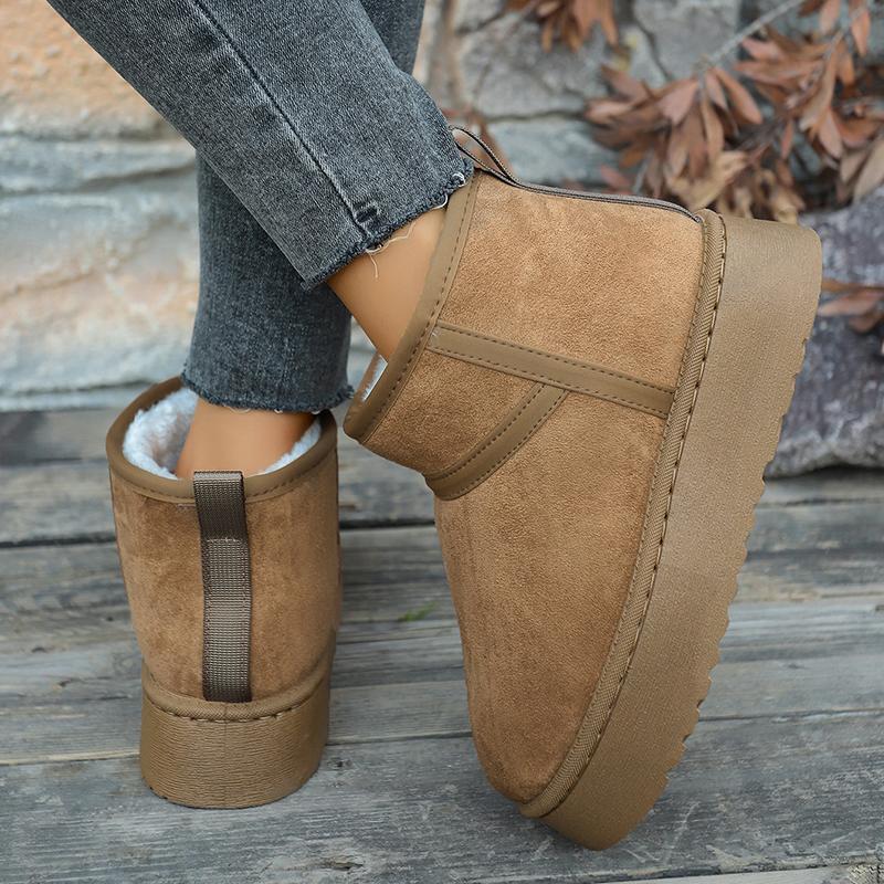 Luxury Winter Women Short Plush Warm Snow Boots Casual Shoes New Suede Fur Chelsea Ankle Boots Flats Platform Ladies Shoes
