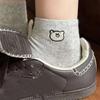 3Pairs Sweet Embroidered Bear Socks Thin Short Tube Socks Women Soft Sweet Ankle Socks  Lady