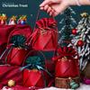 Red Leatherette Gift Bag with Gold Ornaments,Festive Gift Containers for Holiday Candies & Small Presents