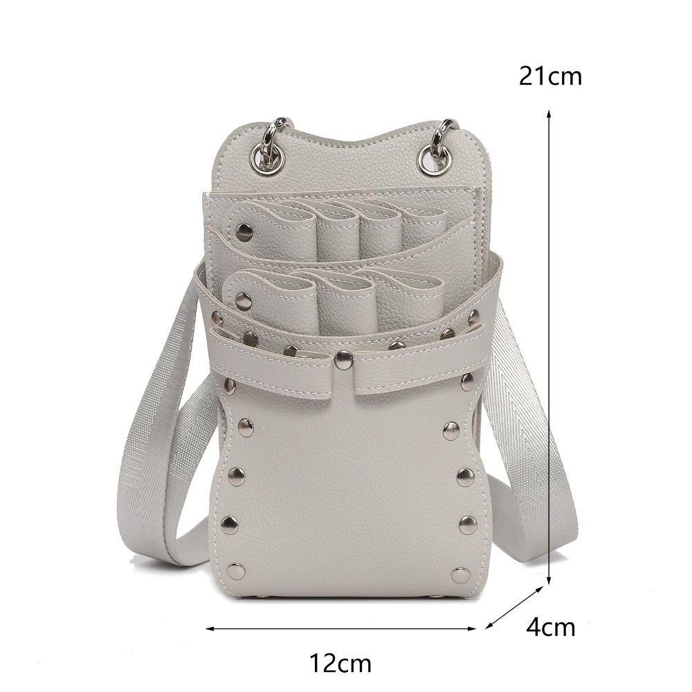 Fashion PU Leather Hairdressing Scissors Bag Large Capacity Durable Hairstylist Waist Bag Haircut Bag Crossbody Scissors Tool