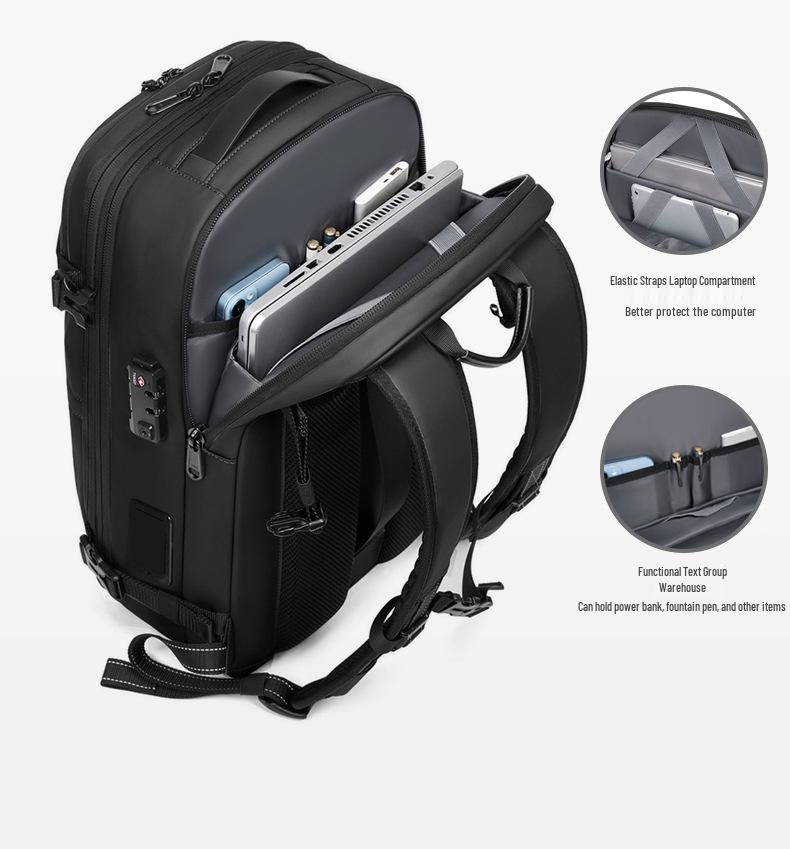 Men's Multifunctional Cross-Border Business Backpack with One-Key Vacuum Sealing for Travel and Laptop Storage