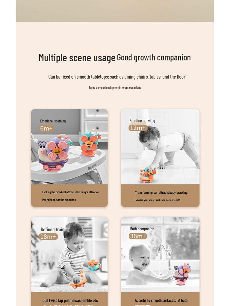 Children's Teething Rattle: Pinwheel Spinner with Suction for High Chair, Ages 0-3