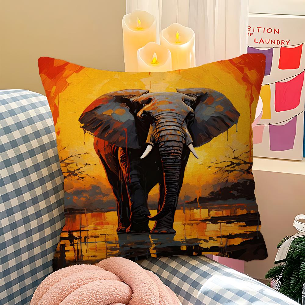 Abstract Elephant Sunset Animal Art Pillowcases Home Bedding Decorative Pillow Cover Wedding Super Soft Pillow Case