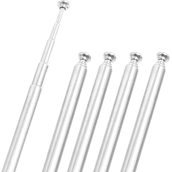 Uxcell 5 Sections Telescopic Antenna, 12 Inches 310mm Long for AM FM Radio TV, 5 Pcs Communications for Home Theater, Silver Tone