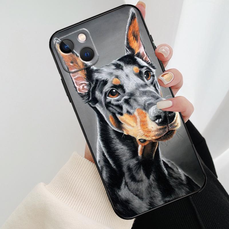 Dachshund Doberman Dog Phone Case For iPhone 13 14 15 16 Pro Max 11 12 XS XR X Plus Shockproof Bumper Soft Cover