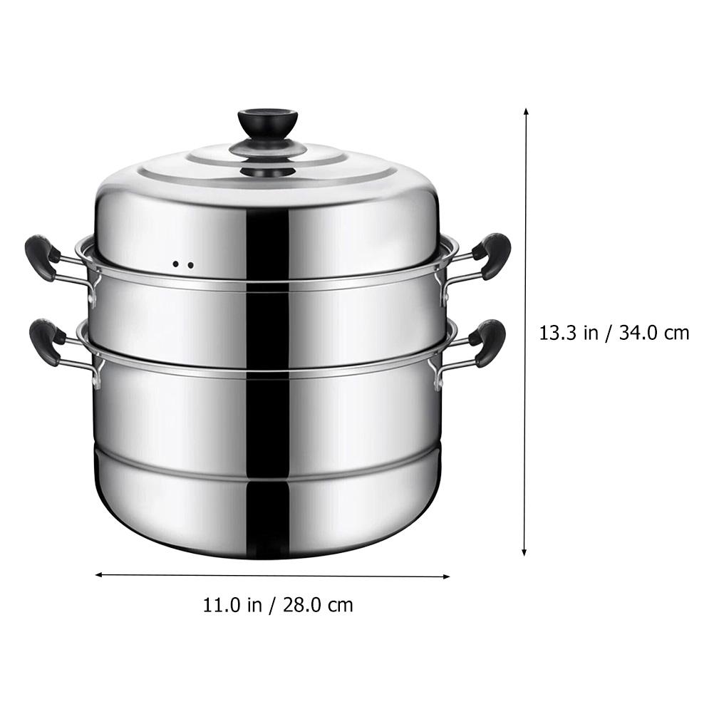 

1pc Three Layer Steamer Pot Stainless Steel Anti Corrosion High Temperature Resistance Steam Cooker Large Capacity High