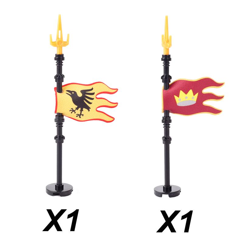 Middle Ages Empire Flag Pole Building Blocks Military Castle Lion Teutonic Knight Soldier Figures Roman Warrior Sheild Brick Toy