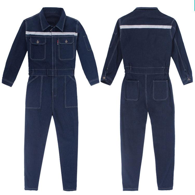 Custom-made Men's Flame Retardant CE Certified Welding Protective Clothing One-piece Denim Hooded Reflective Needle Detection